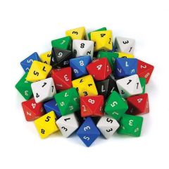 Dice, eight sided, numbered, jar/60