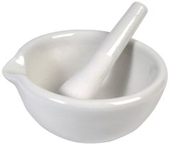 Mortar & pestle, porcelain,  100mm d.